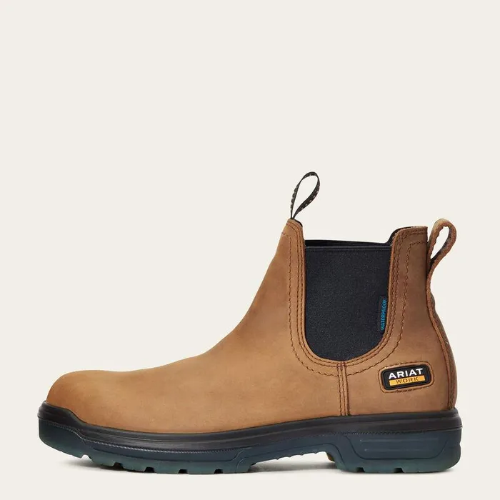 Men Work Boots Ariat Turbo Chelsea Waterproof Work Boot Aged Bark