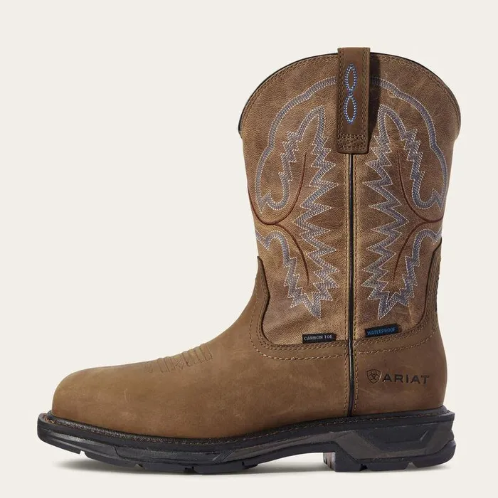 Men Work Boots Ariat WorkHog XT Waterproof Carbon Toe Work Boot Distressed Brown