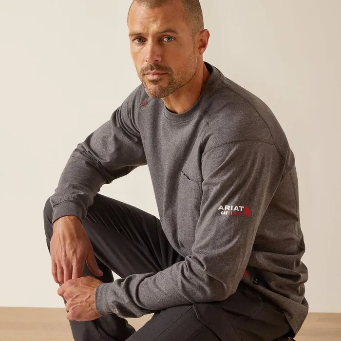 Men Workwear Ariat FR Air American Scream TShirt Charcoal Heather Men Workwear Ariat FR Air American Scream TShirt Charcoal Heather