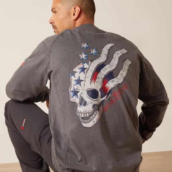 Men Workwear Ariat FR Air American Scream TShirt Charcoal Heather Men Workwear Ariat FR Air American Scream TShirt Charcoal Heather