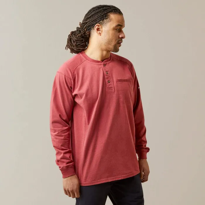 Men Workwear Ariat FR Air Henley Brick Red
