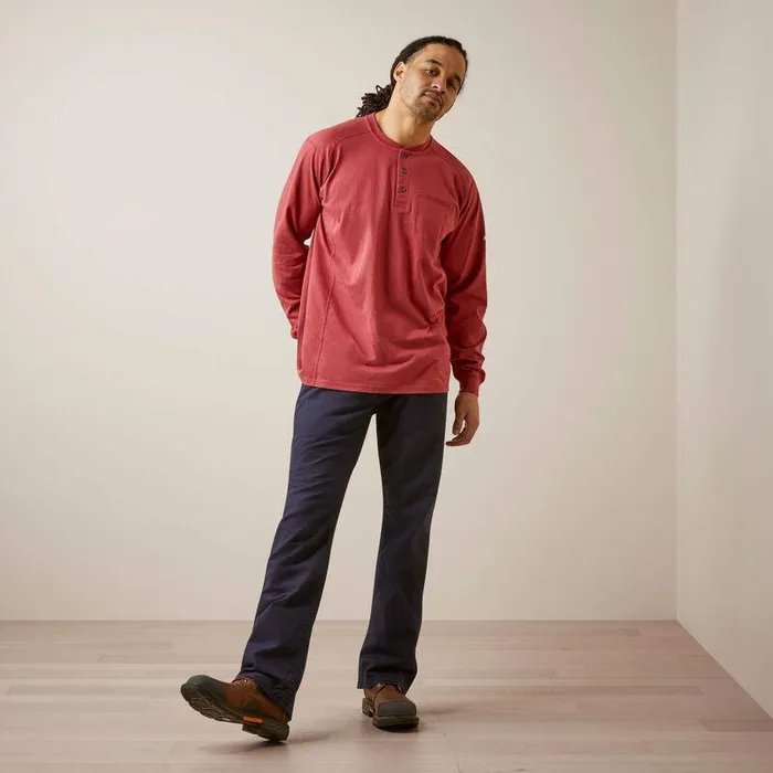 Men Workwear Ariat FR Air Henley Brick Red