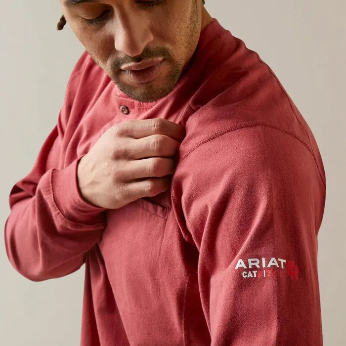 Men Workwear Ariat FR Air Henley Brick Red