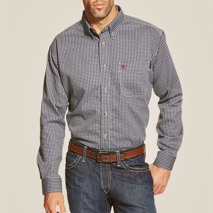 Men Workwear Ariat FR Basic Work Shirt Blue Multi