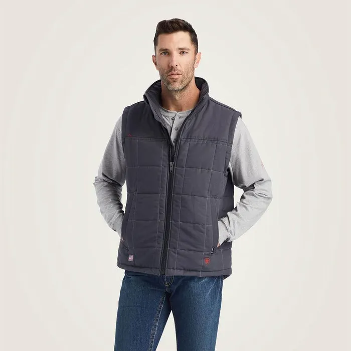 Men Workwear Ariat FR Crius Insulated Vest Iron Grey