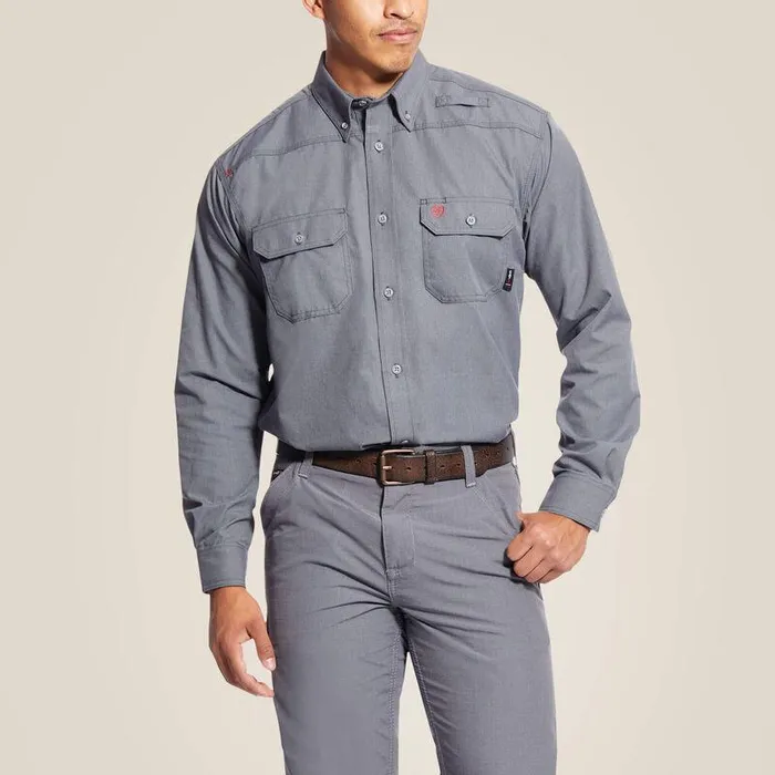 Men Workwear Ariat FR Featherlight Work Shirt Gunmetal