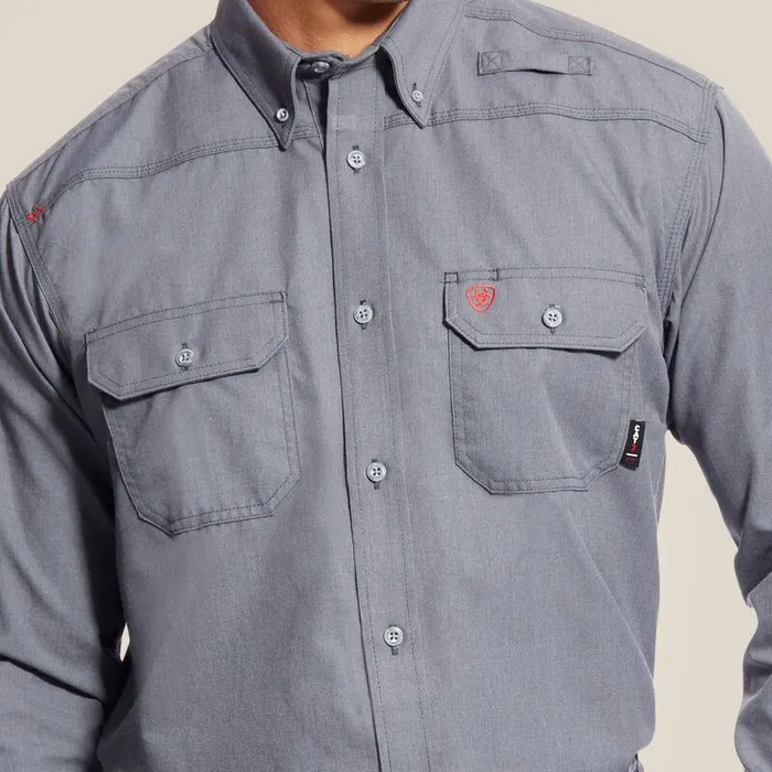 Men Workwear Ariat FR Featherlight Work Shirt Gunmetal Men Workwear Ariat FR Featherlight Work Shirt Gunmetal
