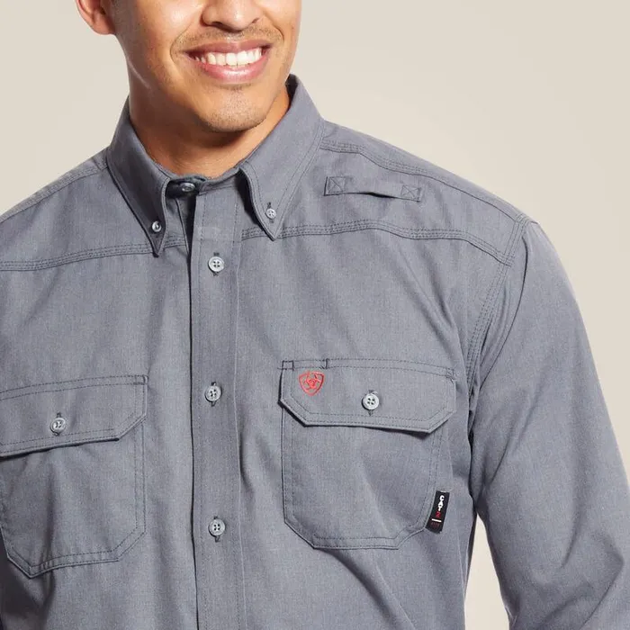 Men Workwear Ariat FR Featherlight Work Shirt Gunmetal Men Workwear Ariat FR Featherlight Work Shirt Gunmetal