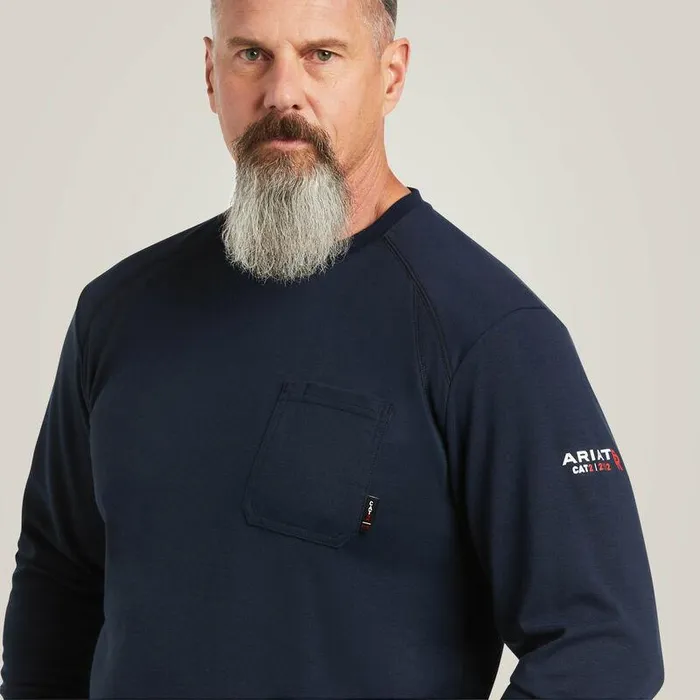 Men Workwear Ariat FR Max Protect Inherent TShirt Navy Men Workwear Ariat FR Max Protect Inherent TShirt Navy