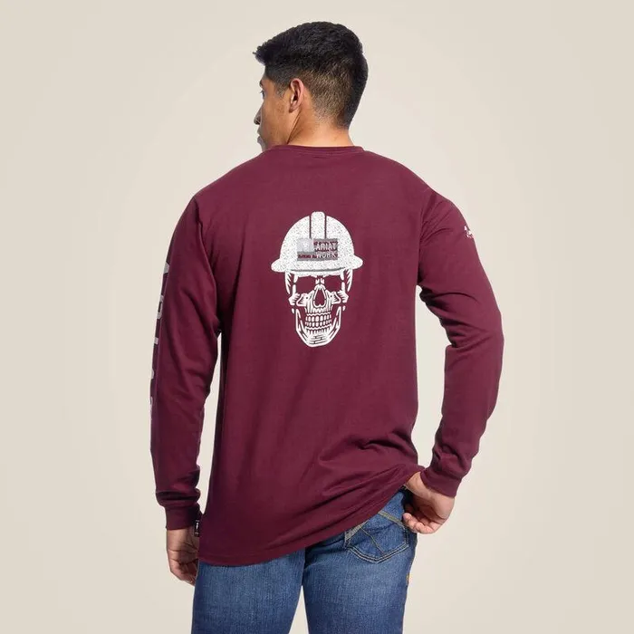 Men Workwear Ariat FR Roughneck Skull Logo TShirt Malbec