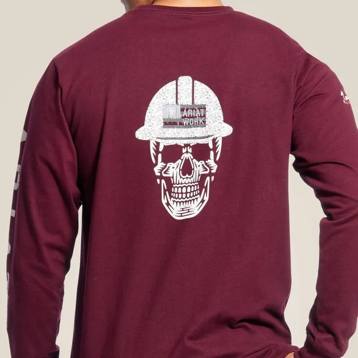 Men Workwear Ariat FR Roughneck Skull Logo TShirt Malbec Men Workwear Ariat FR Roughneck Skull Logo TShirt Malbec