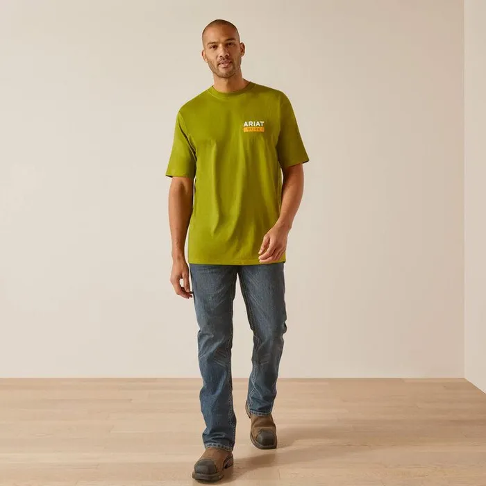 Men Workwear Ariat Rebar Cotton Strong Roughneck Graphic TShirt Going Green Men Workwear Ariat Rebar Cotton Strong Roughneck Graphic TShirt Going Green