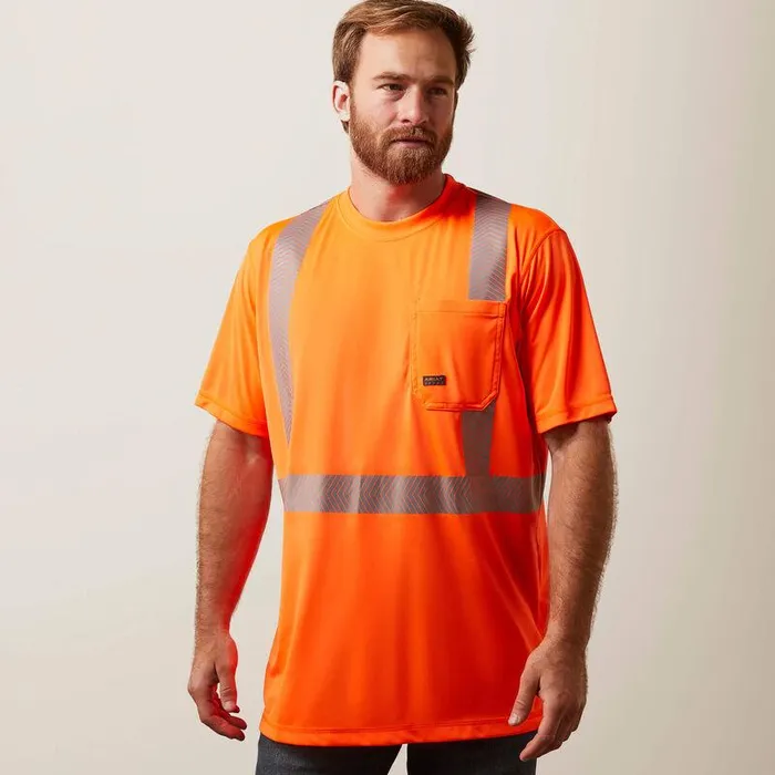 Men Workwear Ariat Rebar HiVis ANSI TShirt Hivis Orange