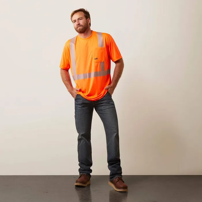 Men Workwear Ariat Rebar HiVis ANSI TShirt Hivis Orange