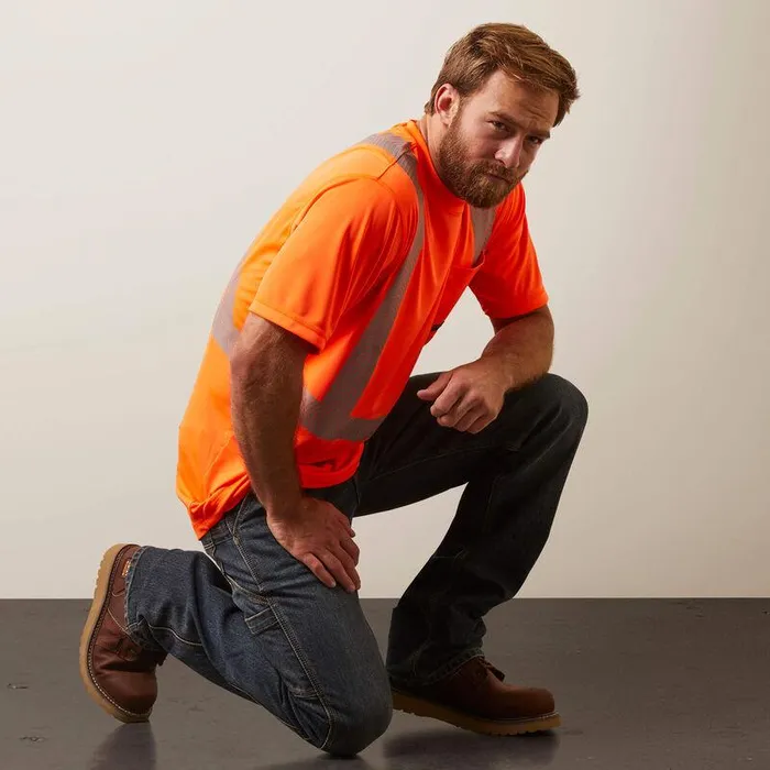 Men Workwear Ariat Rebar HiVis ANSI TShirt Hivis Orange