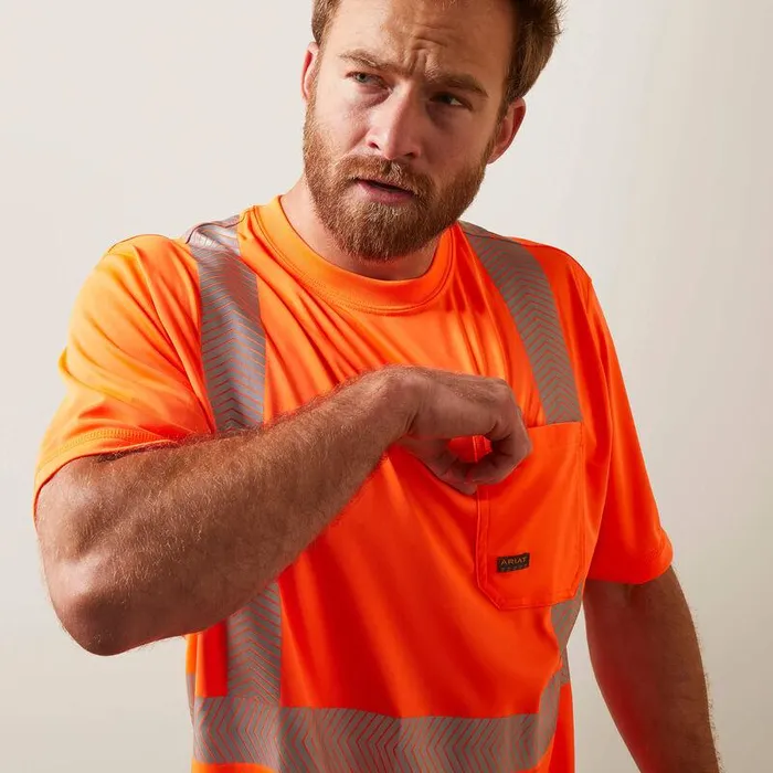 Men Workwear Ariat Rebar HiVis ANSI TShirt Hivis Orange
