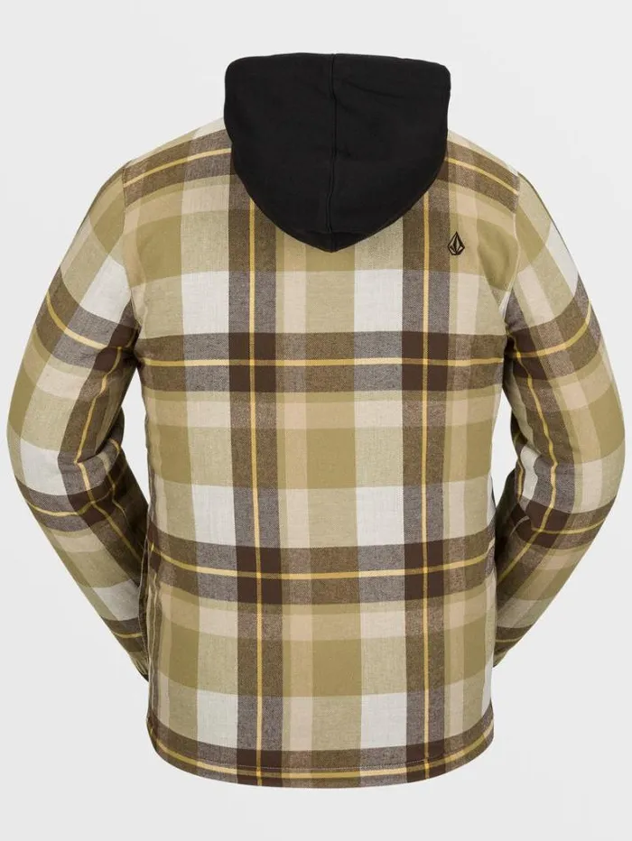 Mens Jackets Volcom Insulated Riding Flannel 8211 Khakiest