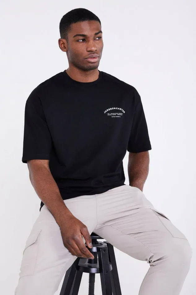 Mens Louie Oversized TShirt 8211 Black Jameson Carter TShirts
