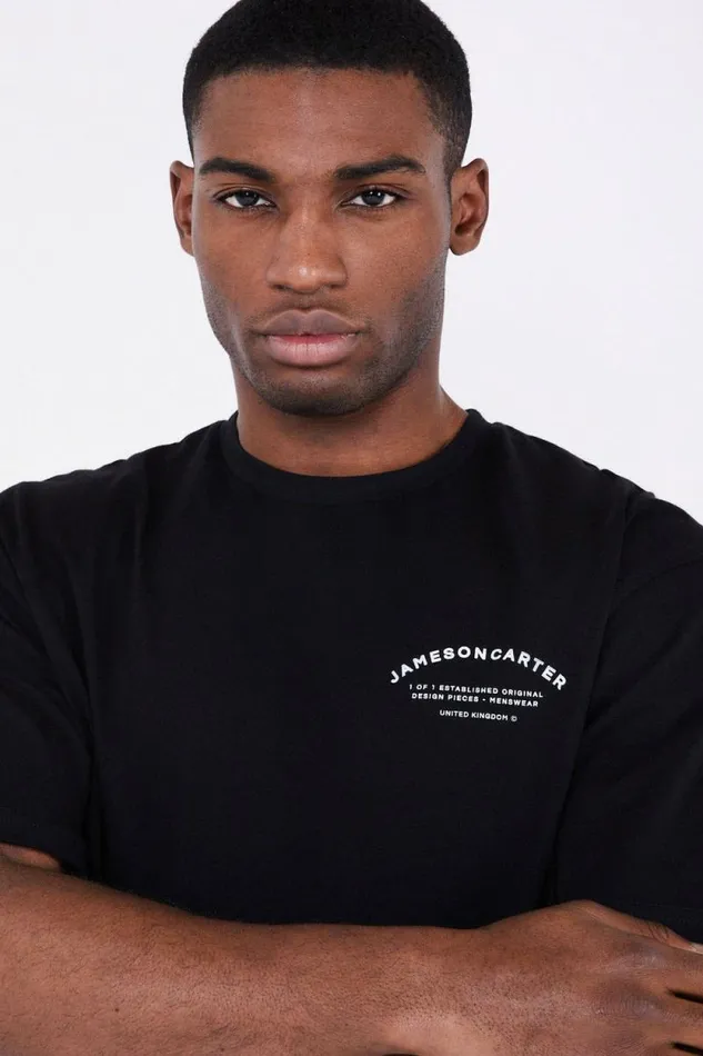 Mens Louie Oversized TShirt 8211 Black Jameson Carter TShirts
