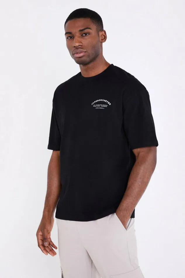 Mens Louie Oversized TShirt 8211 Black Jameson Carter TShirts