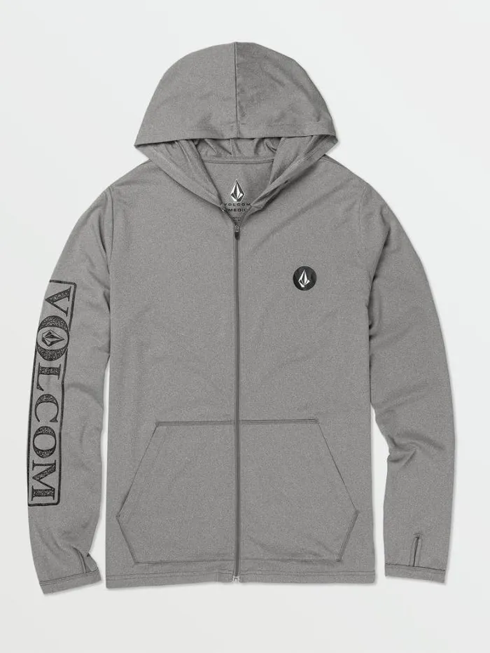 Mens Rashguards Volcom Rally Hooded Long Sleeve Rashguard 8211 Heather Grey