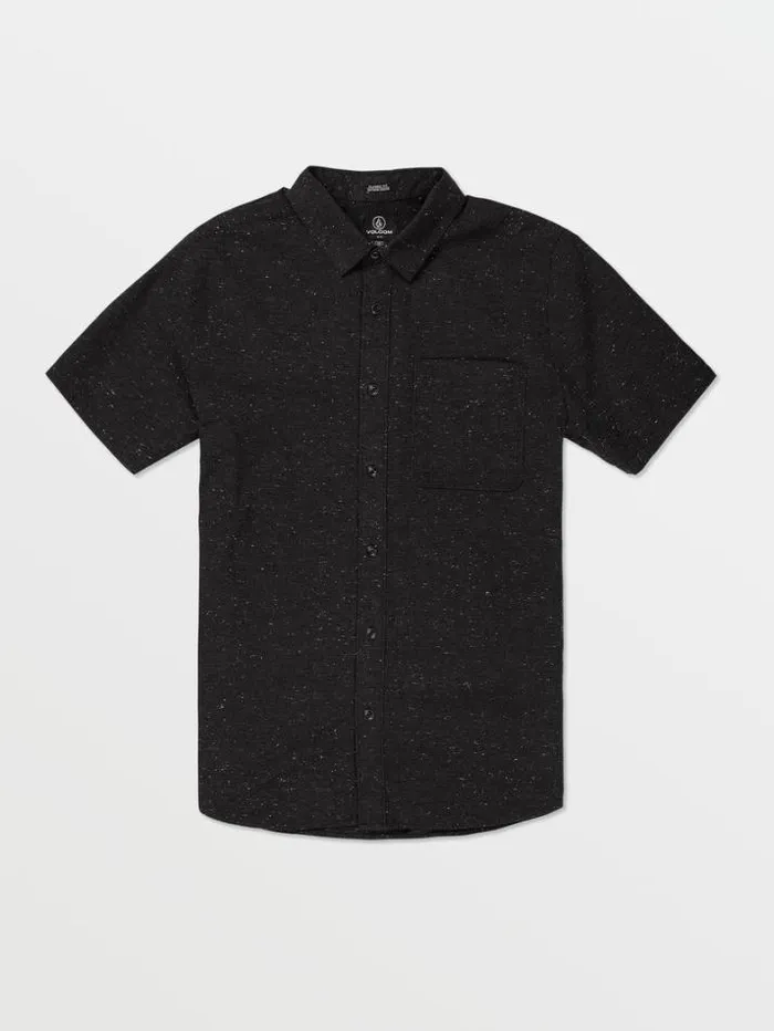 Mens Shirts and Flannels Volcom Date Knight Short Sleeve Shirt 8211 Black