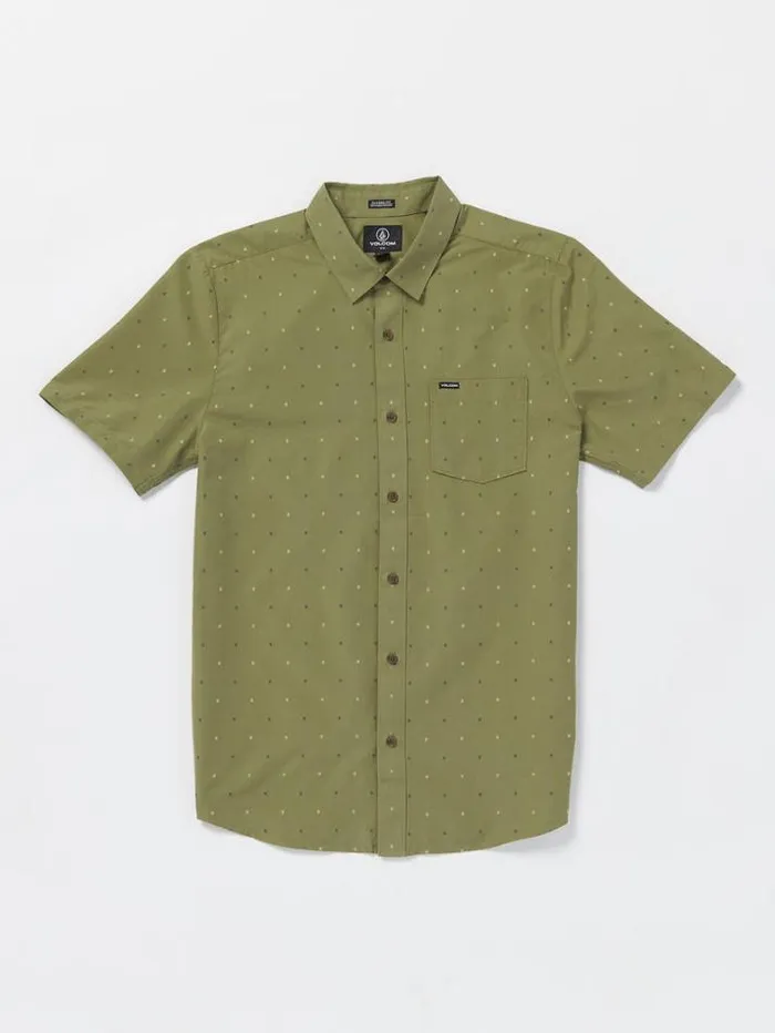 Mens Shirts and Flannels Volcom Hone Stone Woven Short Sleeve Shirt 8211 Thyme Green