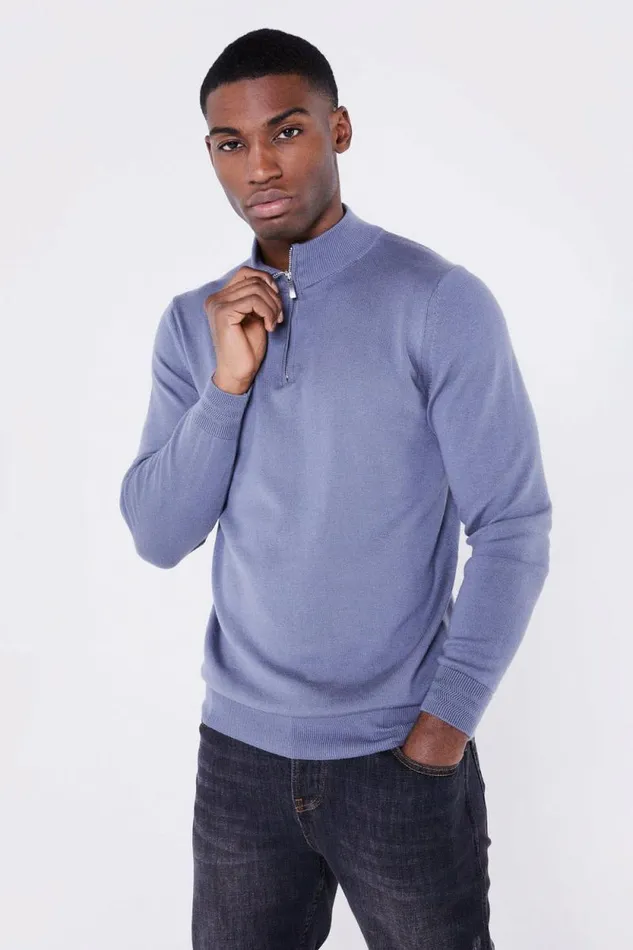Mens Sloane Knitted Quarter Zip Jameson Carter Hoodies and Sweatshirts