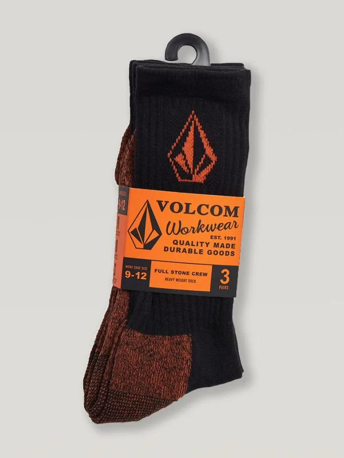 Mens Socks Volcom Workwear 3 Pack Socks 8211 Black