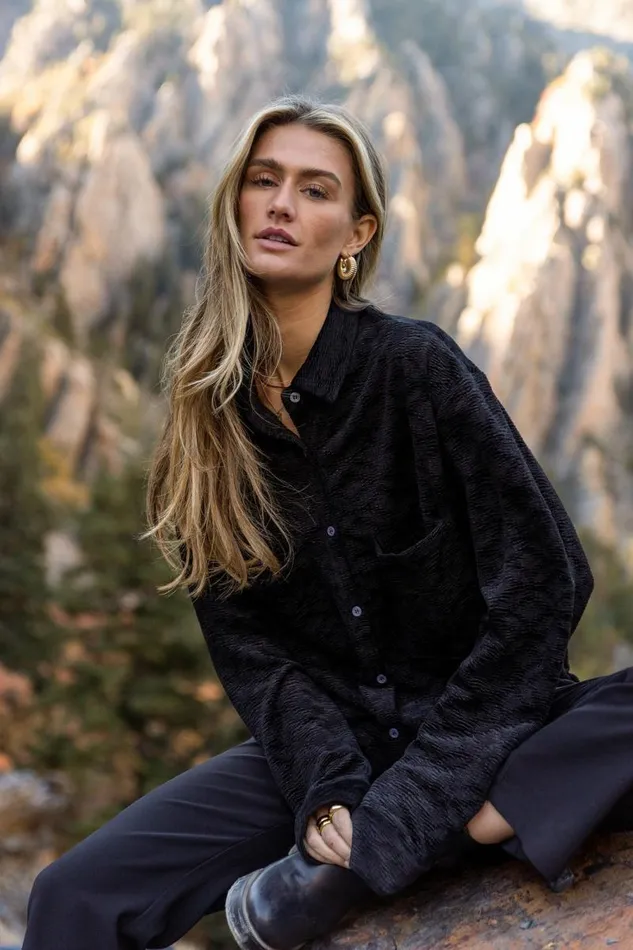 Mikayla Button Up In Black Black Women Bohme Tops
