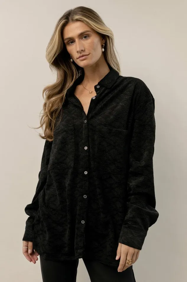 Mikayla Button Up In Black Black Women Bohme Tops