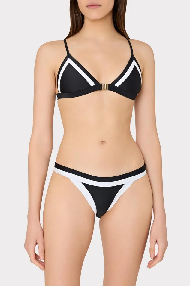 Milly Amalfi Color Block Bikini Bottom Black Multi Women Bikinis