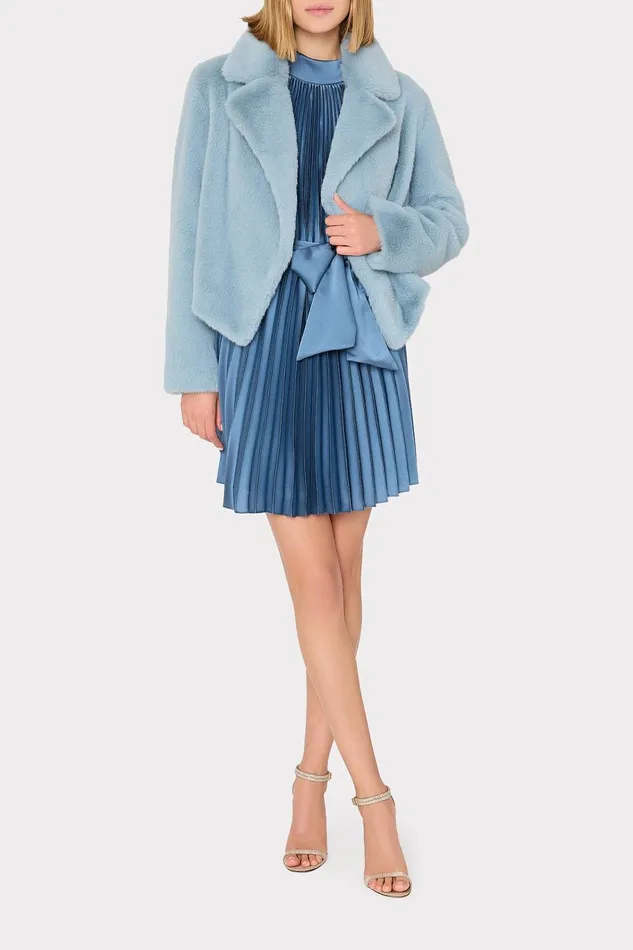 Milly Arya Faux Fur Jacket Blue Women Coats and Jackets Milly Arya Faux Fur Jacket Blue Women Coats and Jackets