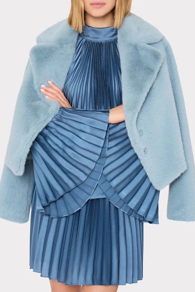 Milly Arya Faux Fur Jacket Blue Women Coats and Jackets Milly Arya Faux Fur Jacket Blue Women Coats and Jackets
