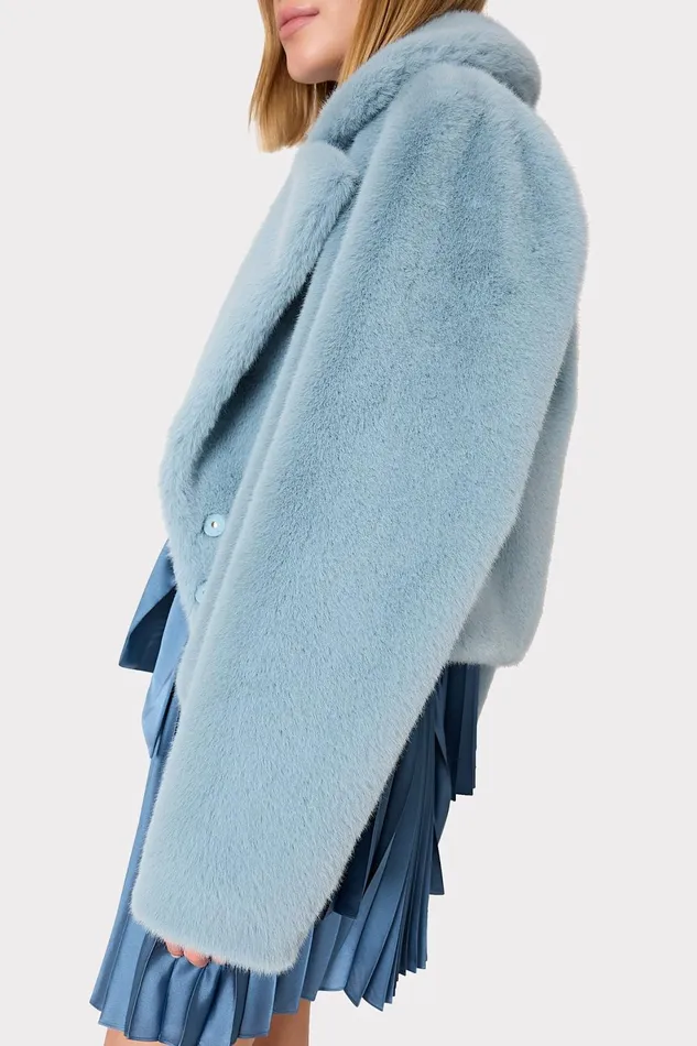 Milly Arya Faux Fur Jacket Blue Women Coats and Jackets Milly Arya Faux Fur Jacket Blue Women Coats and Jackets