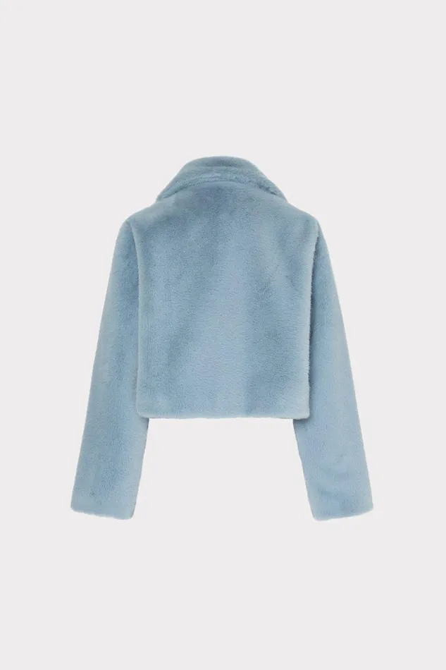 Milly Arya Faux Fur Jacket Blue Women Coats and Jackets Milly Arya Faux Fur Jacket Blue Women Coats and Jackets