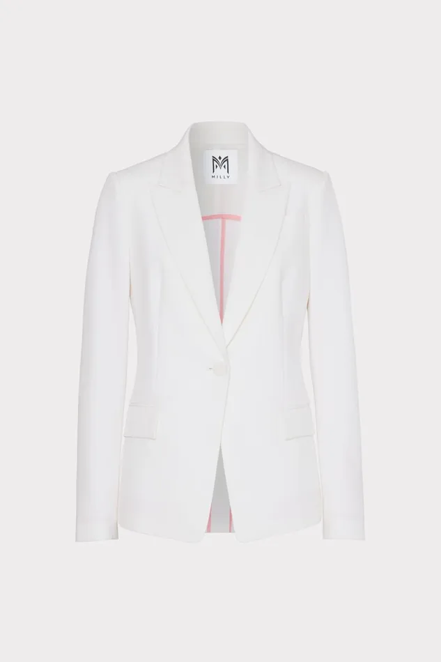 Milly Avery Cady Blazer Ecru Women Coats and Jackets