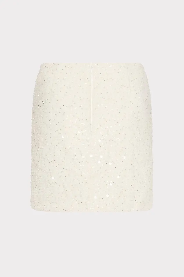 Milly Beaded Tweed Modern Mini Skirt White Women Matching Sets Milly Beaded Tweed Modern Mini Skirt White Women Matching Sets