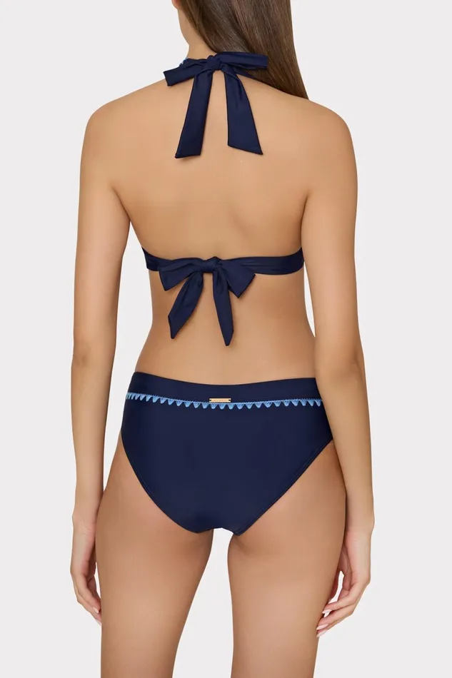Milly Crochet Stitch Halter Bikini Top Navyblue Women Bikinis