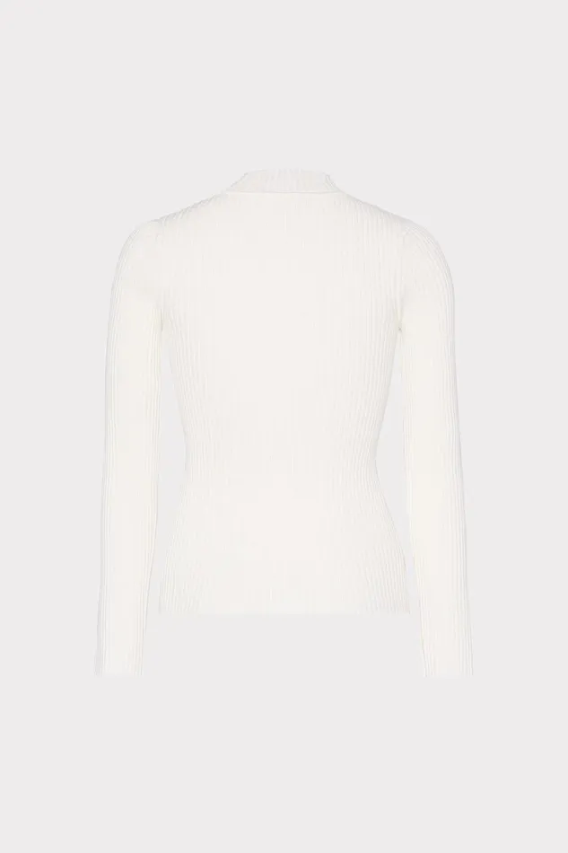 Milly Crystal Cut Out Knit Mock Neck Ecru Women Sweaters and Knits Milly Crystal Cut Out Knit Mock Neck Ecru Women Sweaters and Knits