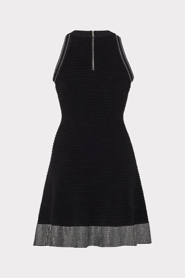 Milly Crystal Trim Knit Mini Dress Black Women Dresses Milly Crystal Trim Knit Mini Dress Black Women Dresses