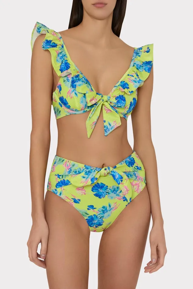 Milly Floating Cosmos Ruffle Bikini Top Neon Yellow Women Bikinis Milly Floating Cosmos Ruffle Bikini Top Neon Yellow Women Bikinis