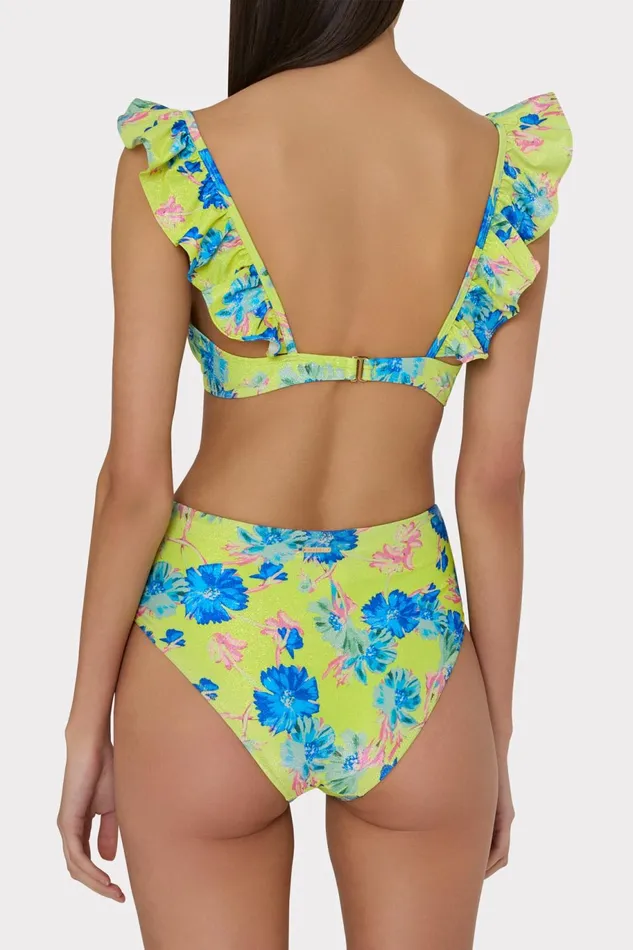 Milly Floating Cosmos Ruffle Bikini Top Neon Yellow Women Bikinis Milly Floating Cosmos Ruffle Bikini Top Neon Yellow Women Bikinis