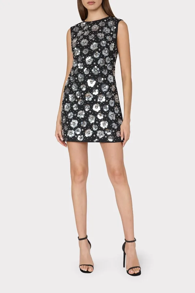 Milly Ivette Fleur Paillette Shift Mini Dress Black Multi Women Dresses Milly Ivette Fleur Paillette Shift Mini Dress Black Multi Women Dresses