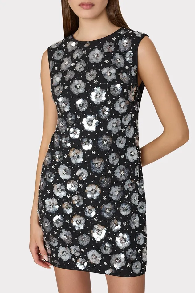 Milly Ivette Fleur Paillette Shift Mini Dress Black Multi Women Dresses Milly Ivette Fleur Paillette Shift Mini Dress Black Multi Women Dresses