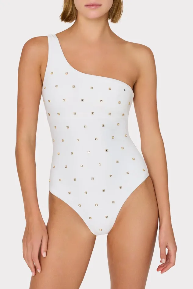 Milly Joni Diamond Heat Set One Shoulder One Piece White Women One Piece Swimsuits Milly Joni Diamond Heat Set One Shoulder One Piece White Women One Piece Swimsuits