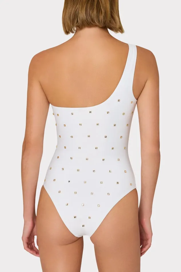 Milly Joni Diamond Heat Set One Shoulder One Piece White Women One Piece Swimsuits Milly Joni Diamond Heat Set One Shoulder One Piece White Women One Piece Swimsuits