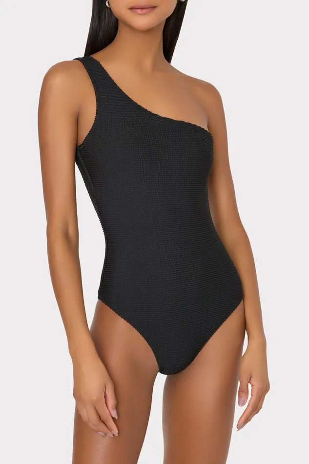 Milly Joni One Shoulder One Piece Black Women Swim and Coverups Milly Joni One Shoulder One Piece Black Women Swim and Coverups