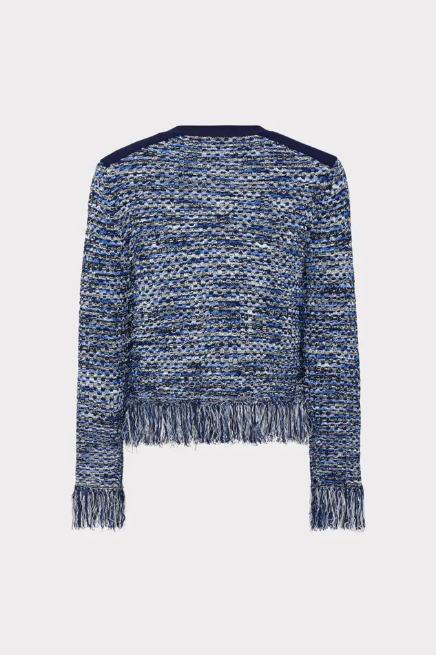 Milly Kaia Textured Knit Cardigan Jacket Navy Multi Women Cardigans Milly Kaia Textured Knit Cardigan Jacket Navy Multi Women Cardigans