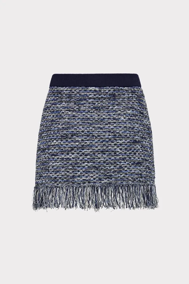 Milly Kali Textured Knit Mini Skirt Navy Multi Women Matching Sets